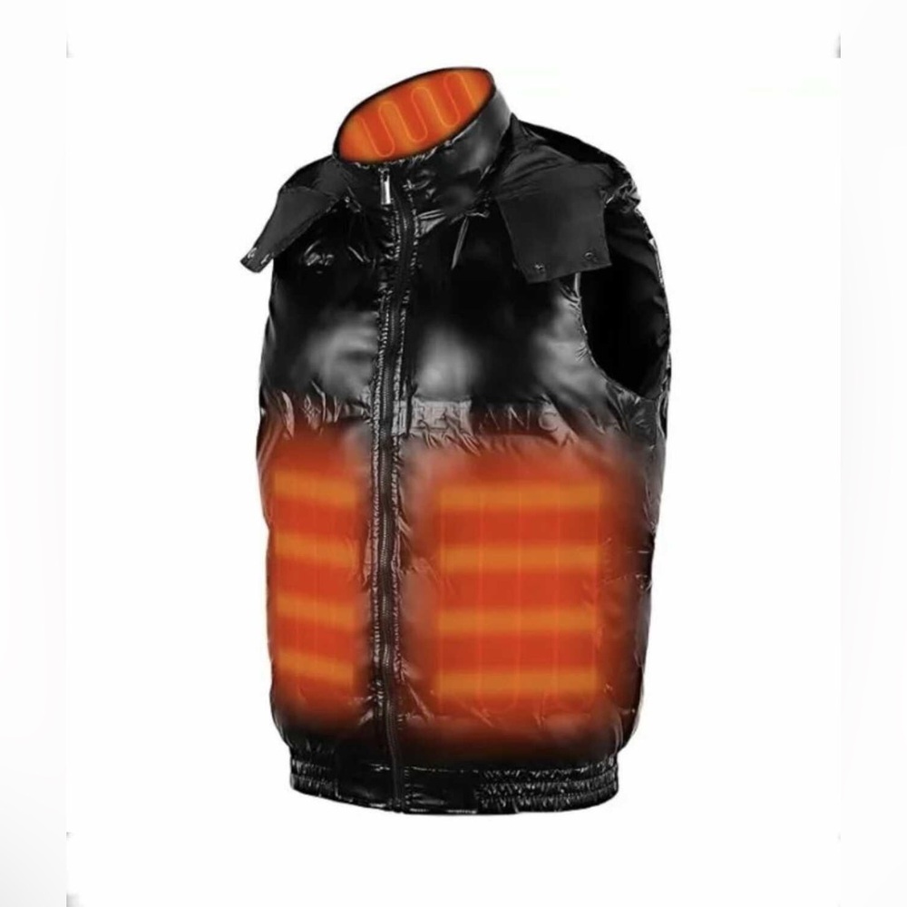 NEW Womens Heated Puffer Winter Vest Black Size Small with Hood and Pockets